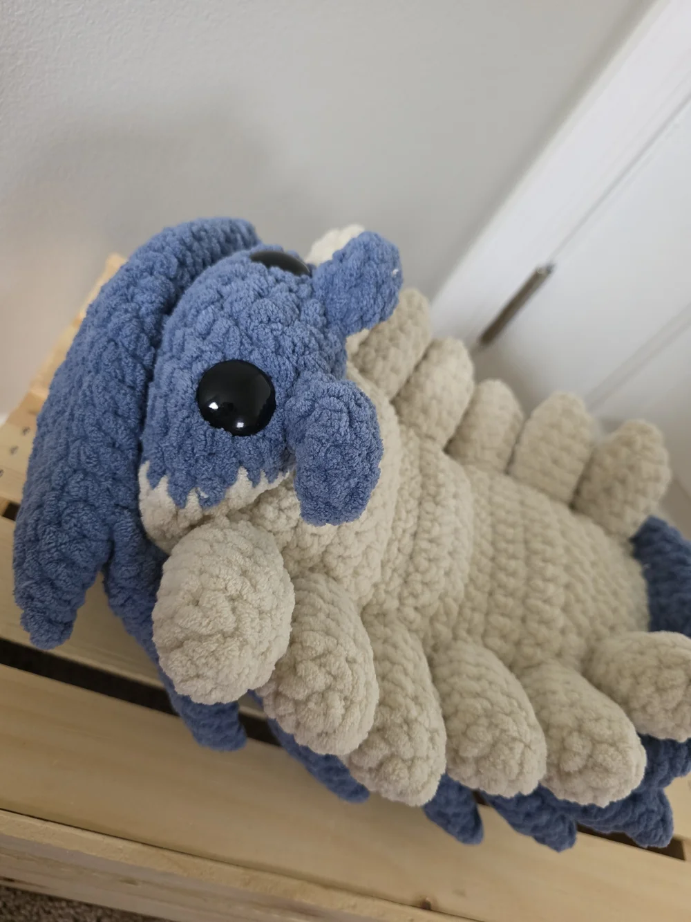Handmade Plush Blue and Cream Pet Bed by